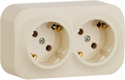 Розетка с заземлением накладная Legrand Quteo 2-м. слоновая кость картинка